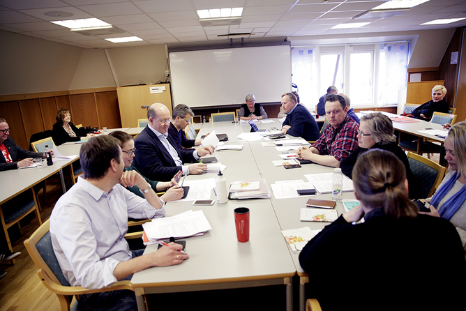 Krav 3: Forhandlingsutvalget i staten i møte 27. april, der krav nummer tre ble vedtatt.