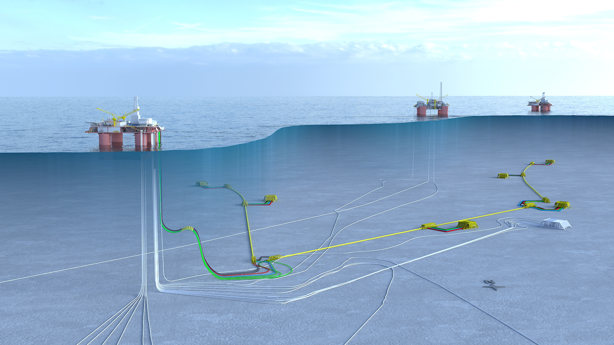 Slik vil Statoil utvikle Snorre-feltet. Illustrasjon: Statoil